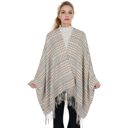 Beige Women's Houndstooth Plaid Winter Scarf Soft Fringe Oversized Wrap Shawls