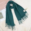 Green Solid Color Knitted Scarf Winter Neck Warm Wrap Stylish Cold Weather Accessory for Women