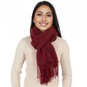 Red Solid Color Knitted Scarf Winter Neck Warm Wrap Stylish Cold Weather Accessory for Women