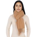 Beige Solid Color Knitted Scarf Winter Neck Warm Wrap Stylish Cold Weather Accessory for Women