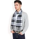  Men's Classic Plaid Patterned Scarf with Fringed Edges Soft Lightweight Winter Accessory for Timeless Style