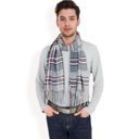 Gray Men's Classic Plaid Patterned Scarf with Fringed Edges Soft Lightweight Winter Accessory for Timeless Style