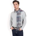 Gray Men's Classic Plaid Patterned Scarf with Fringed Edges Soft Lightweight Winter Accessory for Timeless Style