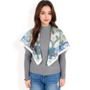 Blue Women's Floral Paisley Satin Silk Scarf with Vibrant Prints and Elegant Square Design