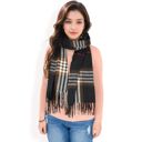  Women's Plaid Pattern Scarf with Fringed Edges and Soft Lightweight Material for Year-Round Use