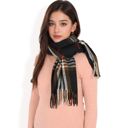  Women's Plaid Pattern Scarf with Fringed Edges and Soft Lightweight Material for Year-Round Use