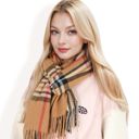 Multi Women's Plaid Pattern Scarf with Fringed Edges and Soft Lightweight Material for Year-Round Use