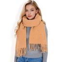 Yellow Women's Cashmere-Like Polka Dot Fringe Scarf with Soft Fabric and Lightweight Warmth