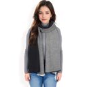 Gray Women's Color Block Knitted Scarf with Gradient Design and Soft Warm Fabric