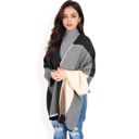 Gray Women's Color Block Knitted Scarf with Gradient Design and Soft Warm Fabric