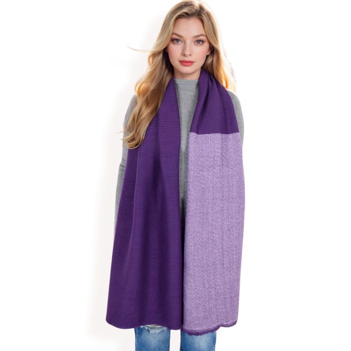 Women's Color Block Knitted Scarf with Gradient Design and Soft Warm Fabric