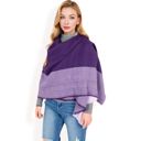 Purple Women's Color Block Knitted Scarf with Gradient Design and Soft Warm Fabric