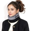  Women's Ribbed Knit Neck Warmer with Fleece Lining for Winter Warmth and Comfort