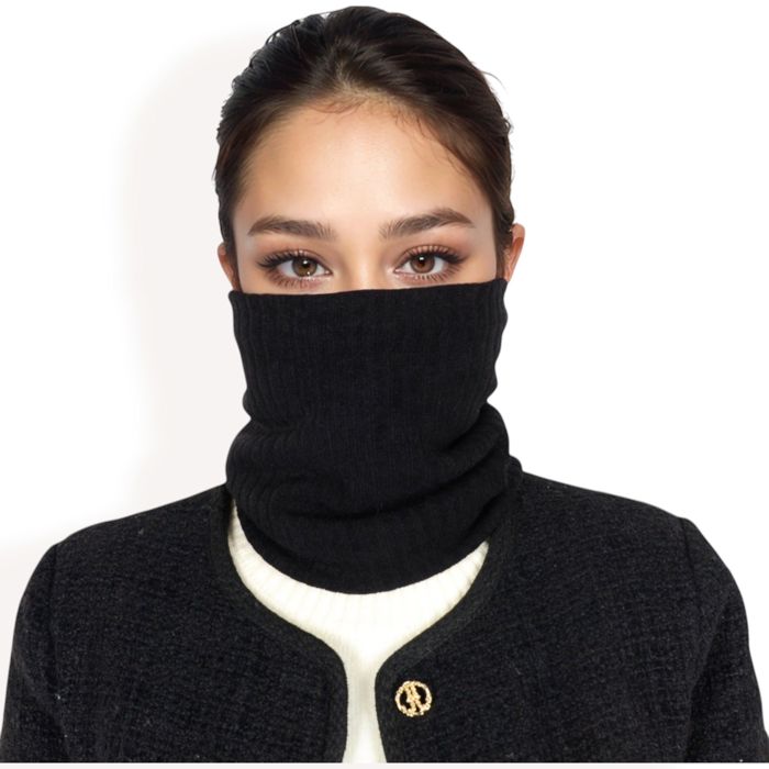 Women's Ribbed Knit Neck Warmer with Fleece Lining for Winter Warmth and Comfort