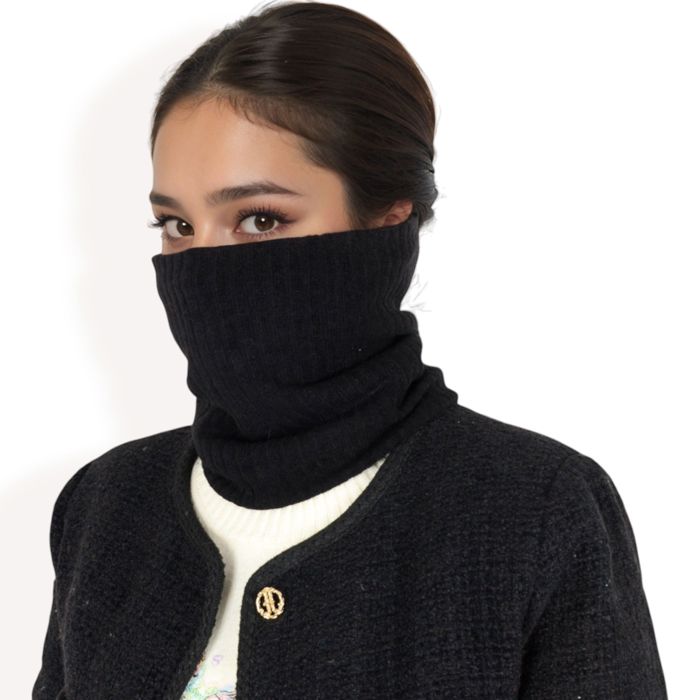 Women's Ribbed Knit Neck Warmer with Fleece Lining for Winter Warmth and Comfort