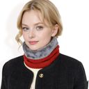 Red Women's Ribbed Knit Neck Warmer with Fleece Lining for Winter Warmth and Comfort