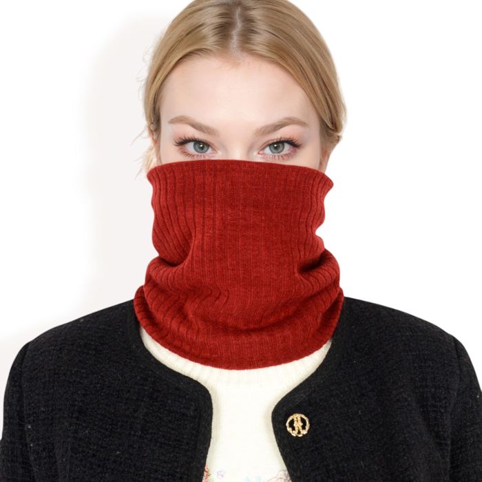 Women's Ribbed Knit Neck Warmer with Fleece Lining for Winter Warmth and Comfort