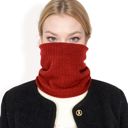 Red Women's Ribbed Knit Neck Warmer with Fleece Lining for Winter Warmth and Comfort