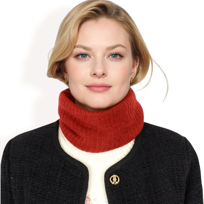 Women's Ribbed Knit Neck Warmer with Fleece Lining for Winter Warmth and Comfort