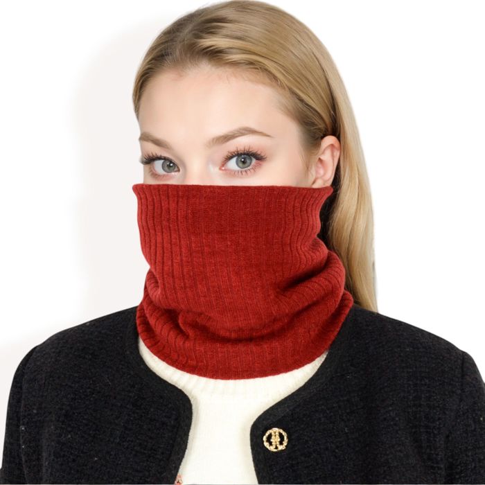 Women's Ribbed Knit Neck Warmer with Fleece Lining for Winter Warmth and Comfort