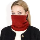 Red Women's Ribbed Knit Neck Warmer with Fleece Lining for Winter Warmth and Comfort