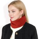 Red Women's Ribbed Knit Neck Warmer with Fleece Lining for Winter Warmth and Comfort