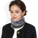 Gray Women's Ribbed Knit Neck Warmer with Fleece Lining for Winter Warmth and Comfort