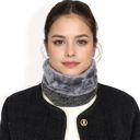 Gray Women's Ribbed Knit Neck Warmer with Fleece Lining for Winter Warmth and Comfort