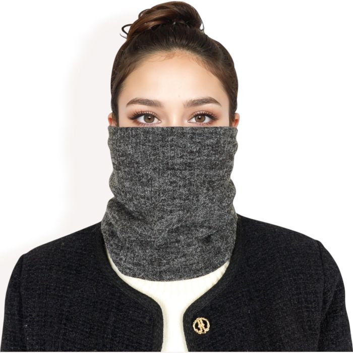 Women's Ribbed Knit Neck Warmer with Fleece Lining for Winter Warmth and Comfort