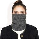 Gray Women's Ribbed Knit Neck Warmer with Fleece Lining for Winter Warmth and Comfort