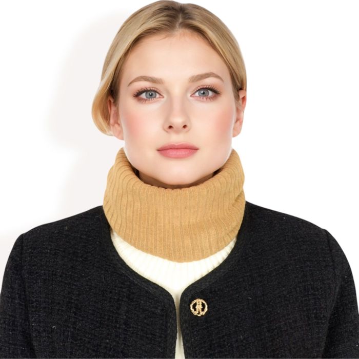 Women's Ribbed Knit Neck Warmer with Fleece Lining for Winter Warmth and Comfort