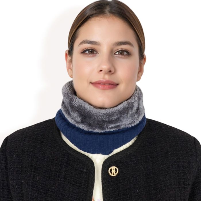 Women's Ribbed Knit Neck Warmer with Fleece Lining for Winter Warmth and Comfort