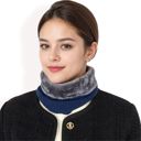 Blue Women's Ribbed Knit Neck Warmer with Fleece Lining for Winter Warmth and Comfort