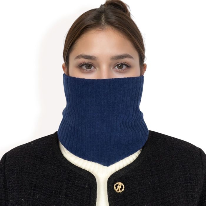 Women's Ribbed Knit Neck Warmer with Fleece Lining for Winter Warmth and Comfort