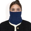 Blue Women's Ribbed Knit Neck Warmer with Fleece Lining for Winter Warmth and Comfort