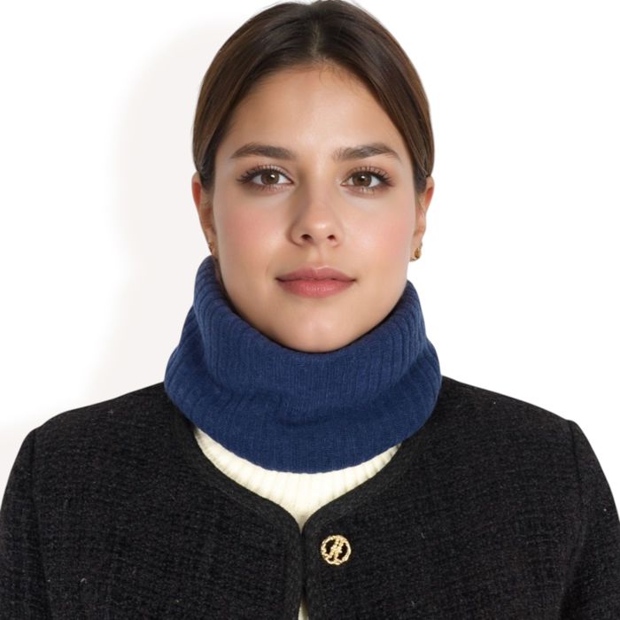 Women's Ribbed Knit Neck Warmer with Fleece Lining for Winter Warmth and Comfort