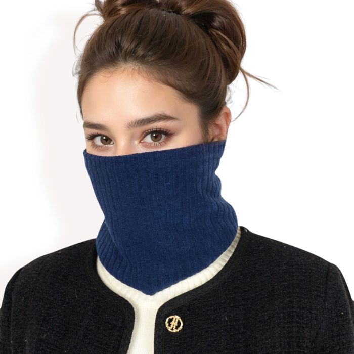 Women's Ribbed Knit Neck Warmer with Fleece Lining for Winter Warmth and Comfort