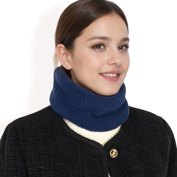 Women's Ribbed Knit Neck Warmer with Fleece Lining for Winter Warmth and Comfort