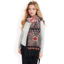  Women's Floral Mandala Embroidered Scarf with Fringed Edges and Lightweight Fabric