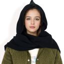  Women's Knitted Hooded Scarf with Versatile Design and Warm Ribbed Texture for Stylish Comfort and Winter Protection