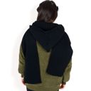 Black Women's Knitted Hooded Scarf with Versatile Design and Warm Ribbed Texture for Stylish Comfort and Winter Protection