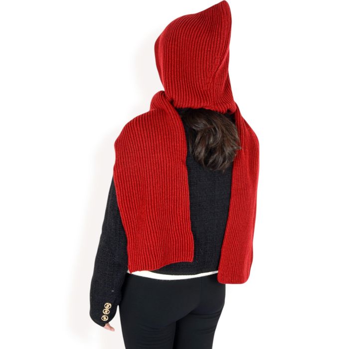 Women's Knitted Hooded Scarf with Versatile Design and Warm Ribbed Texture for Stylish Comfort and Winter Protection