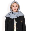 Gray Women's Knitted Hooded Scarf with Versatile Design and Warm Ribbed Texture for Stylish Comfort and Winter Protection