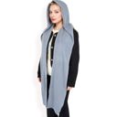 Gray Women's Knitted Hooded Scarf with Versatile Design and Warm Ribbed Texture for Stylish Comfort and Winter Protection