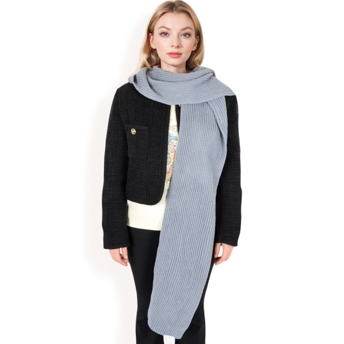 Women's Knitted Hooded Scarf with Versatile Design and Warm Ribbed Texture for Stylish Comfort and Winter Protection