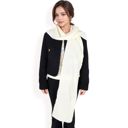 Beige Women's Knitted Hooded Scarf with Versatile Design and Warm Ribbed Texture for Stylish Comfort and Winter Protection