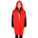 Red Women's Knitted Hooded Scarf with Versatile Design and Warm Ribbed Texture for Stylish Comfort and Winter Protection