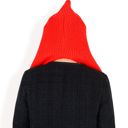 Red Women's Knitted Hooded Scarf with Versatile Design and Warm Ribbed Texture for Stylish Comfort and Winter Protection