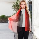 Red Women's Lightweight Gradient Chiffon Scarves with Flowing Ruffled Edges in Vibrant Multi-Color Designs