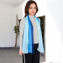 Blue Women's Lightweight Gradient Chiffon Scarves with Flowing Ruffled Edges in Vibrant Multi-Color Designs